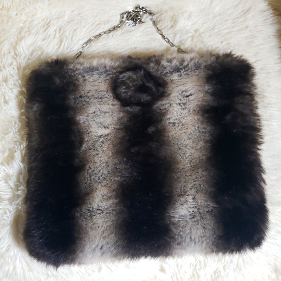VINTAGE TERRY LEWIS animal print faux fur/fuzzy BAG - Picture 1 of 11